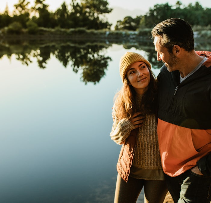 Romantic couple walking